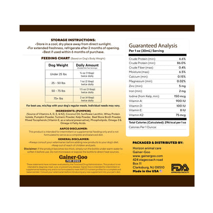 1 gallon Gainer-GOO (for All Breeds) High Calorie Fat Liquid Weight Gainer (128oz)